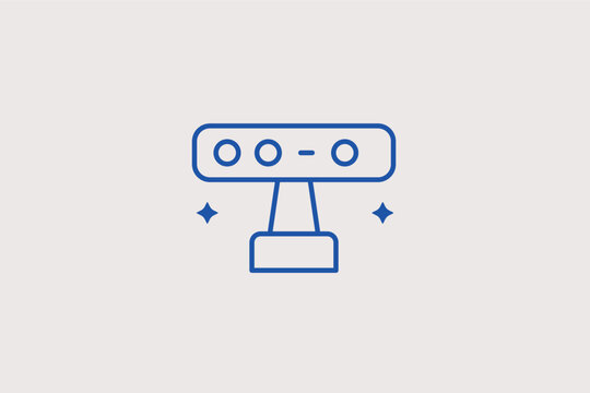 Depth-sensing camera or motion sensor bar for interactive gaming. Functional Vector Illustration and line icon is perfect for gesture control hardware and room-scale tracking.