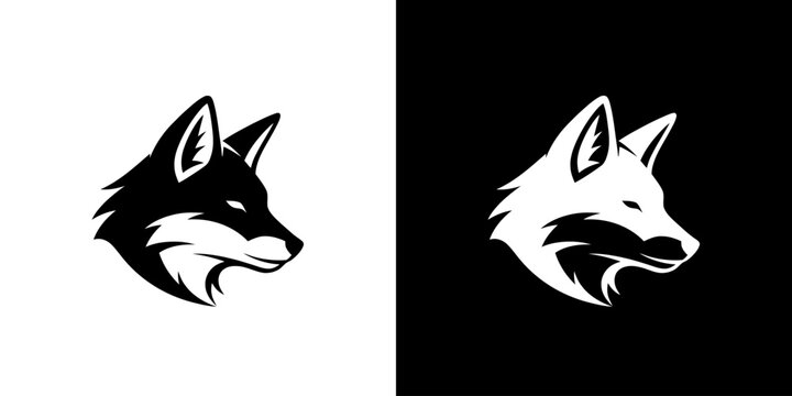 Fox Head Logo Design with Sharp Ears in Minimalist Vector Style