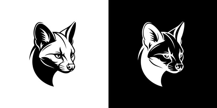 Genet Head Logo Vector Illustration Featuring a Stylized Wild Cat Profile