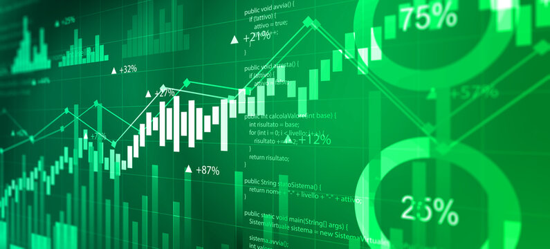 grafico, istogramma, concetto di economia e finanza, andamento,  investimento, mercato,  azioni