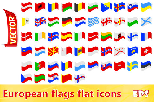flags of european countries flaticons set icons vector illustration