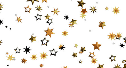 Festive image of scattered stars in gold and black, perfect for holiday greetings, celebrations, or special occasions. P © vegefox.com