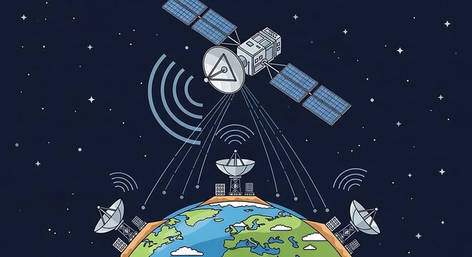Satellite communication technology in space orbit.