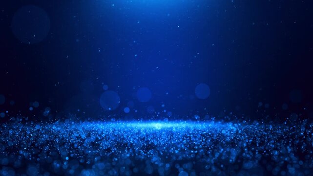 Glowing bokeh luxury motion blue particles elegant background video loop