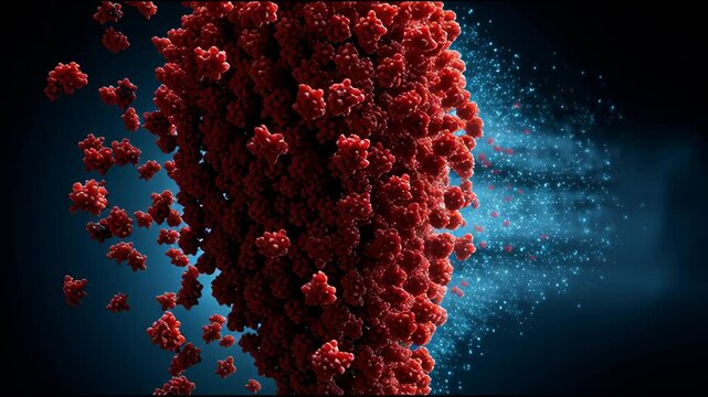 Antivirus Scanning With Glowing Shield Consumes Red Particles in Digital Space During Data Protection Process