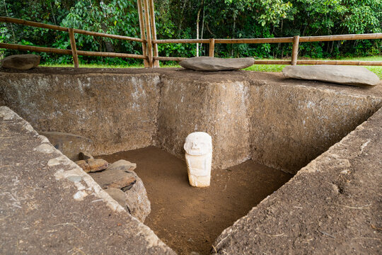 San agustin archaeological park stone statue pre columbian culture