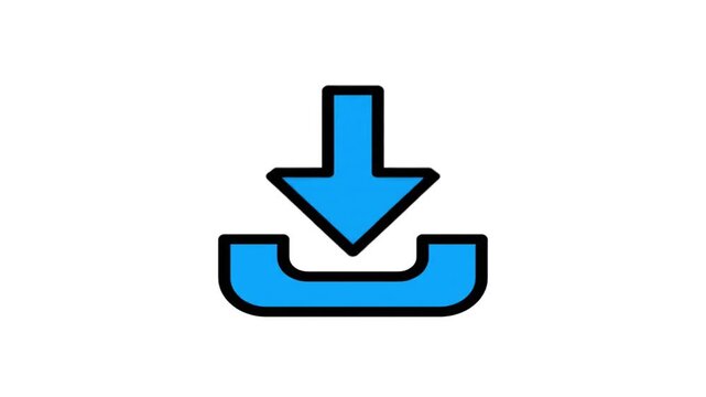 A simple, clean, and modern blue download icon with a downward-pointing arrow entering an open box.