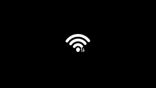 Wi-fi signal network internet with checkmark icon animation on black background.