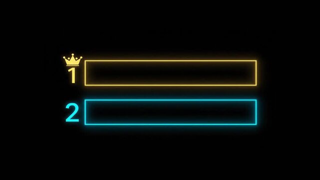 A neon-lit leaderboard displays the first and second positions with a golden crown above the first place.