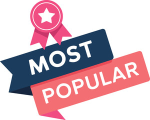 Most Popular Ribbon Banner with Star Badge untitled vector © MdMominur