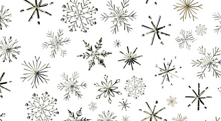 Stylish, white and gold snowflake design, ideal for winter holiday greetings and seasonal backgroun © vegefox.com