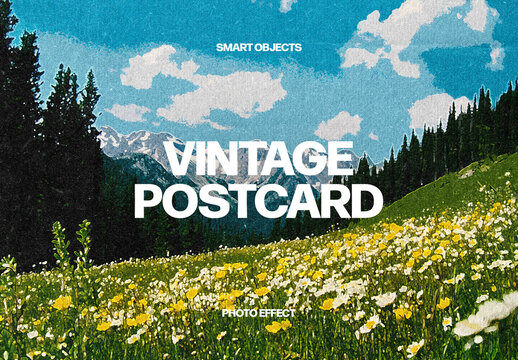 Vintage Postcard Photo Effect &ndash; Saturated Painting for Album Cover & Social Media (PSD)