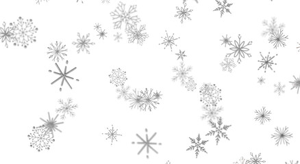 Abstract falling snowflakes on white backdrop for winter season holidays and greetings. © vegefox.com