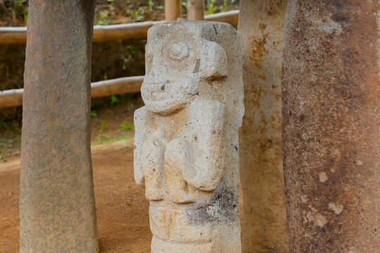 San agustin anthropomorphic zoomorphic stone statue colombia