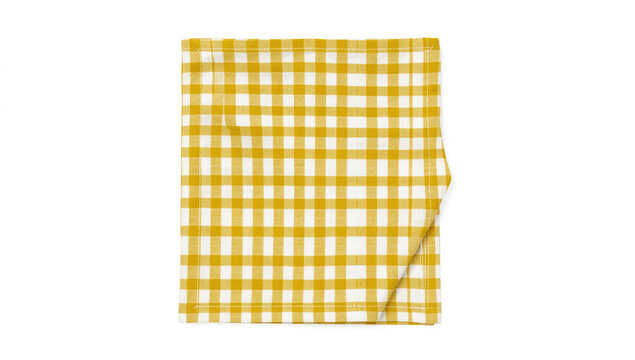 A simple checkered napkin placed on a clean white surface
