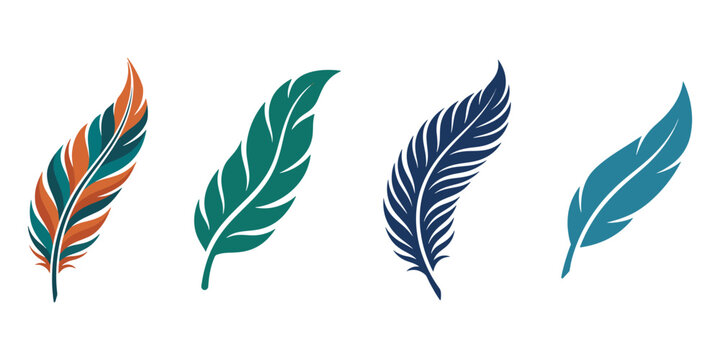 Elegant Bird Feathers Illustration in Blue and Green