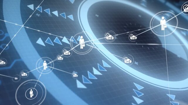 Central user marker activating from target pulse, linking cloud services and growing biz network
