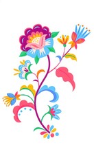 Obraz premium Colorful floral illustration with vibrant flowers and leaves