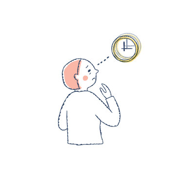 時計が二重に見えるシニア女性