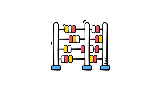 Traditional abacus doodle illustration, early math and counting education