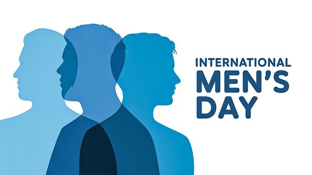 International mens day concept with male silhouettes and blue background awareness design