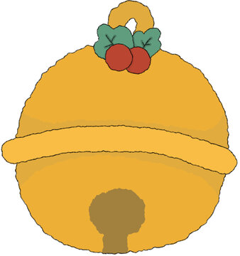 Hand-drawn golden jingle bells on Transparent background