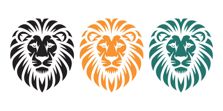 Lion head logo strong fierce animal emblem modern minimal branding design bold vector style icon