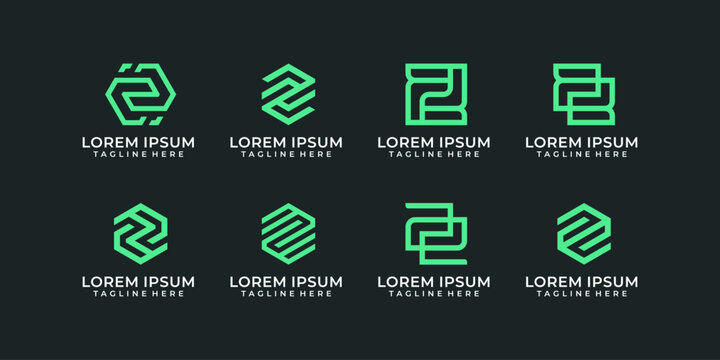 Set of creative minimal monogram corporate letter z logo vector graphic