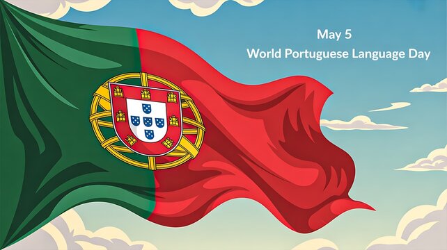World portuguese language day banner with portugal flag cultural concept illustration 