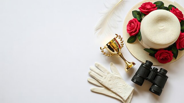 Jewish ceremonial items with hat gloves and binoculars traditional concept photo 