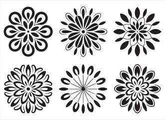 Obraz premium black and white floral patterns, decorative flower designs