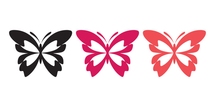 Butterfly logo icon set elegant minimal insect symbols creative branding vector design pack