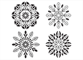 Obraz premium set of six unique black and white floral mandala designs