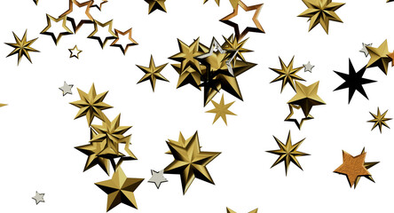 Glittering gold star confetti isolated on white, perfect for festive designs, celebrations, and holiday greetings. Great © vegefox.com