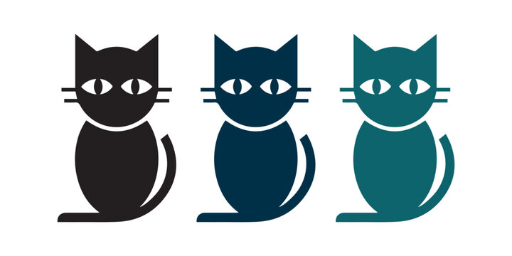Cat logo set collection modern minimal feline icons creative branding design vector style pack