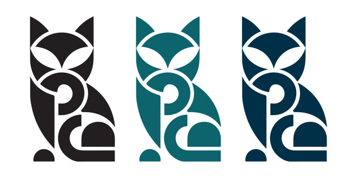 Cat logo set collection modern minimal feline icons creative branding design vector style pack