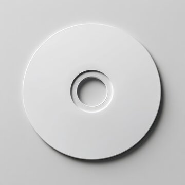 Minimalist white compact disc mockup featuring precise central cutout and soft reflections