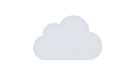 Fototapeta premium A minimalist, smooth, rounded, white cloud silhouette on a white background, representing a simplified symbol of weather or data storage