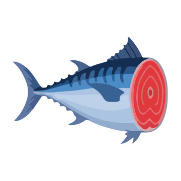 Fresh Raw Bluefin Tuna Sliced for Sushi and Sashimi Illustration