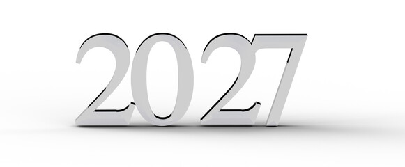 3D rendered illustration featuring the numbers 2027 in a futuristic metallic style, good for new year greetings and conc © vegefox.com