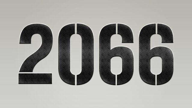 3D Bold metal number 2066 on silver background.	