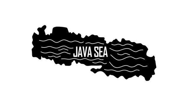 Java Sea Outline Map, black isolated silhouette