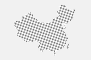 Naklejka premium China dotted map isolated on a white background. China Map background. Map of China with dots. Vector illustration