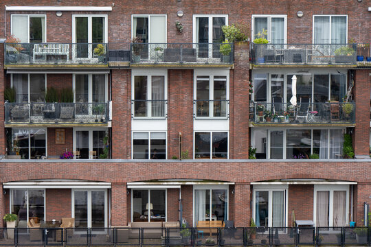 Modern apartment balconies along the Spaarne waterfront