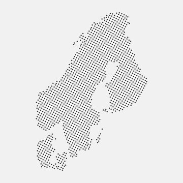 Scandinavia dotted map isolated on a white background. Scandinavia Map background. Map of Denmark, Sweden, Norway with dots. Vector illustration