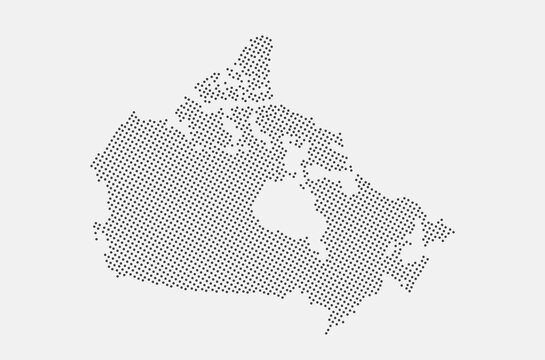 Canada dotted map isolated on a white background. Canada Map background. Map of Canada with dots. Vector illustration