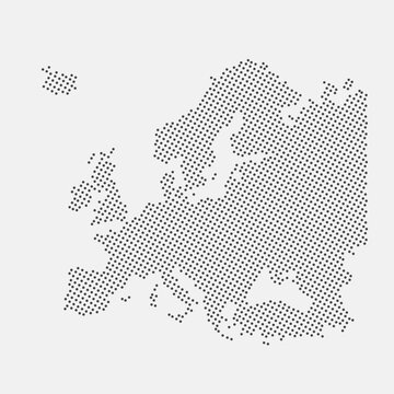 Europe map dotted isolated on a white background. Europe Map background. Map of Europe with dots. Vector illustration