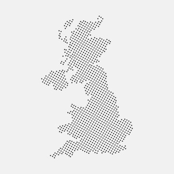 United Kingdom dotted map isolated on a white background. UK Map background. Map of United Kingdom with dots. Vector illustration