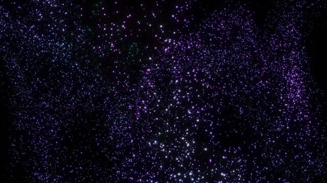 Rain drops in a dark cosmic space filled with stars nebula and starfield glow