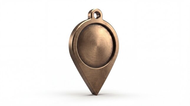 A metallic bronze pendant with a teardrop shape and a smooth circular center for jewelry design